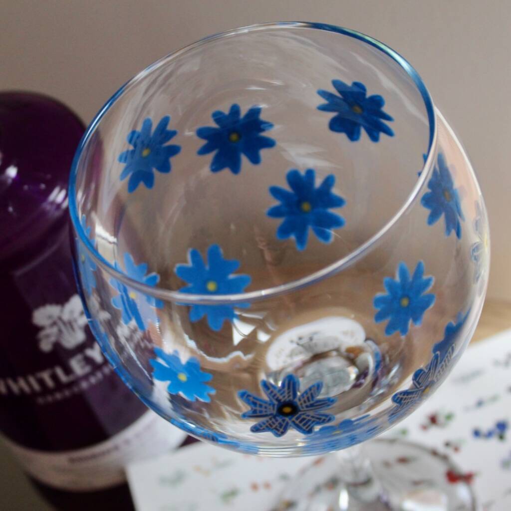 Blue Me Not Painted Gin Glass By Samara Ball Designs
