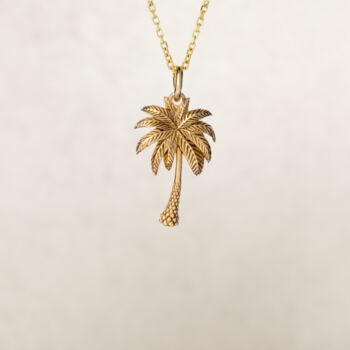 Palm Tree Necklace In 18ct Gold Plated Sterling Silver, 7 of 11