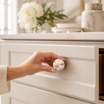 Red And Yellow Round Shaped Ceramic Drawer Knob, 5 of 8