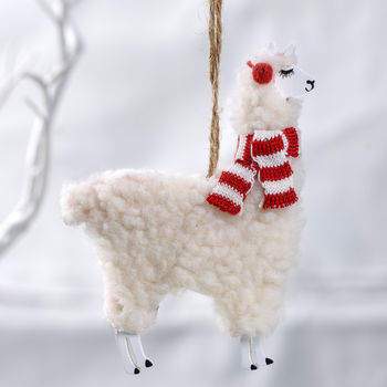 Woolly Llama Christmas Decoration, 2 of 3