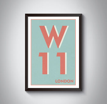 W11 Notting Hill London Postcode Typography Print, 6 of 11