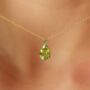 Emerald And Peridot Pear Cut Pendant Necklace In Sterling Silver And Gold Vermeil, thumbnail 3 of 10