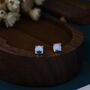 Sterling Silver Moonstone Glass Tiny Stud Earrings, thumbnail 5 of 12
