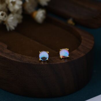 Sterling Silver Moonstone Glass Tiny Stud Earrings, 5 of 12