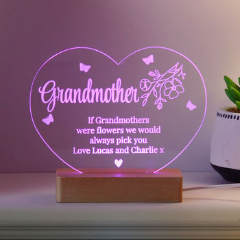 Personalised Floral Heart LED Night Light, 3 of 8