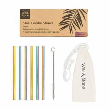 Steel Cocktail Drinking Straws Six Pack, 2 of 9