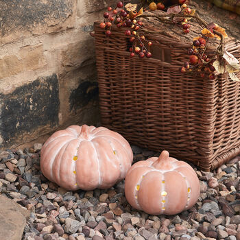 Terracotta Outdoor Light Up Pumpkin Decoration Duo, 4 of 4