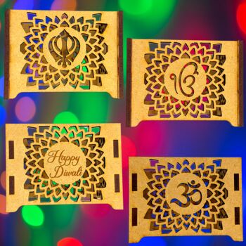 Personalised Diwali Wooden Lantern With Gift, 10 of 12