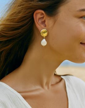 Ava Earrings 18k Gold Plated Titanium, Tarnish Free, Hypoallergenic + Waterproof, 2 of 9