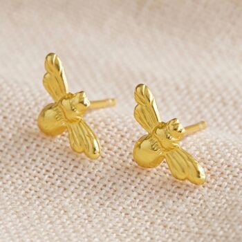 Sterling Silver Bumblebee Stud Earrings, 3 of 5