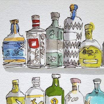 Colourful Gin Bottles Limited Edition Giclee Print, 3 of 7