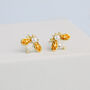Gold Colour Sterling Silver Bee Stud Earrings, thumbnail 1 of 4