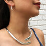 Curved Teardrop Bean Sterling Silver Earrings, thumbnail 4 of 6