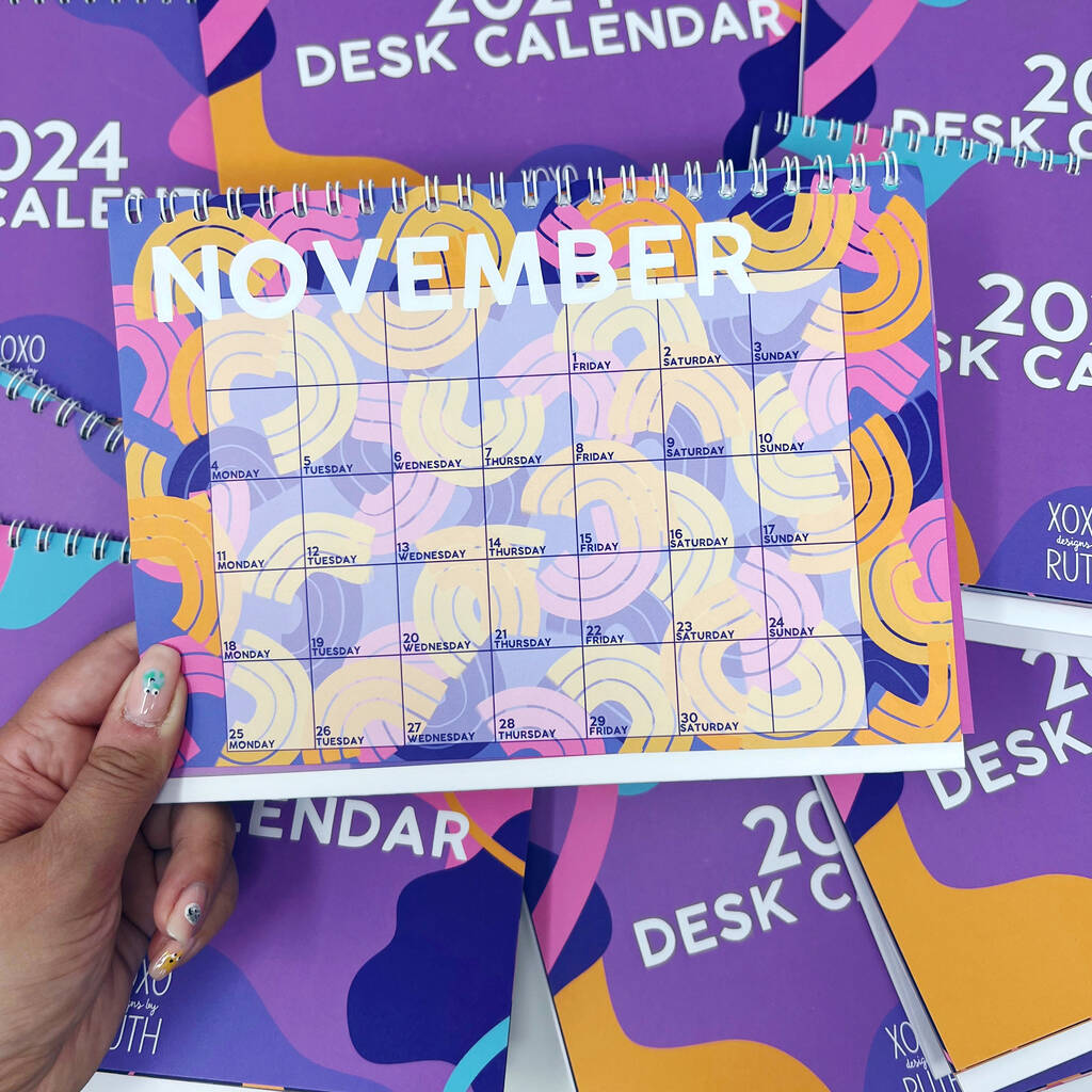 2024 Colourful Patterned A5 Desk Calendar By Xoxo Designs by Ruth