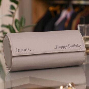 Personalised Grey Faux Leather Watch Box, 7 of 8