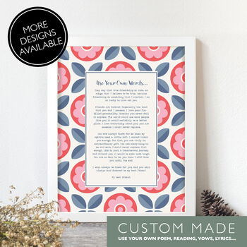 Personalised Use Your Own Poem Floral Poem Print, 7 of 12