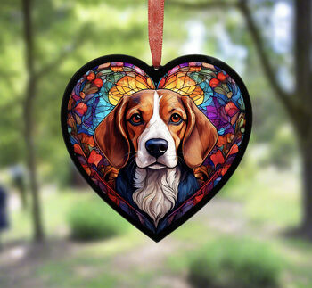 Beagle Stained Glass Effect Heart Suncatcher, 5 of 6