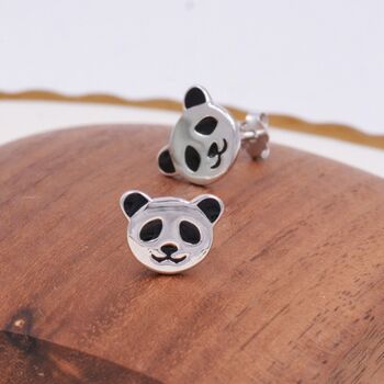 Sterling Silver Panda Bear Stud Earrings, 3 of 12