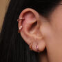 Gold Plated Pink Crystal Huggie Earrings, thumbnail 2 of 11