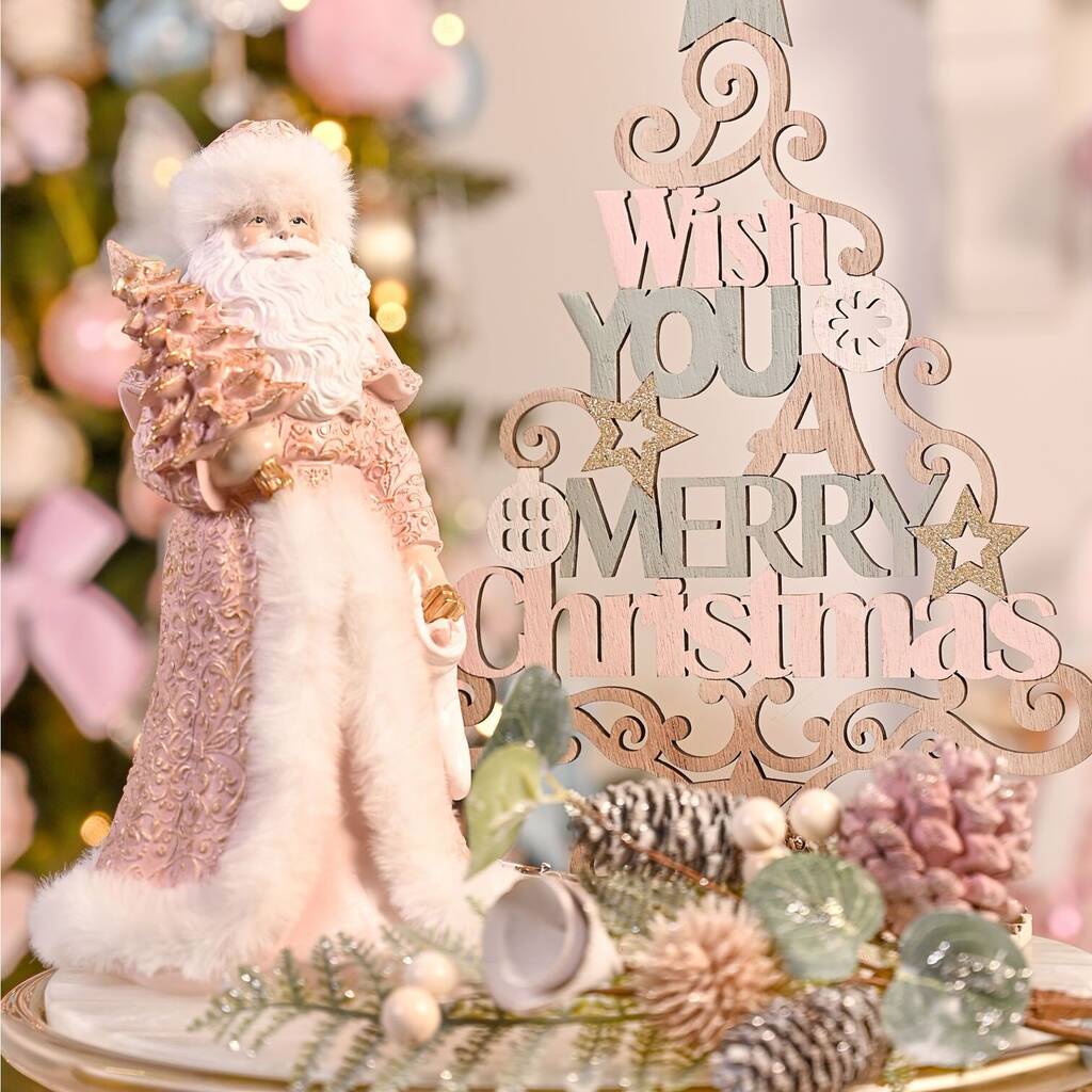 Blush Pink Opulent Santa Ornament, 1 of 4