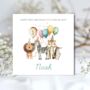Safari Animal Birthday Card, 1st 2nd Birthday Card For Son, Daughter, Any Relationship, thumbnail 1 of 3