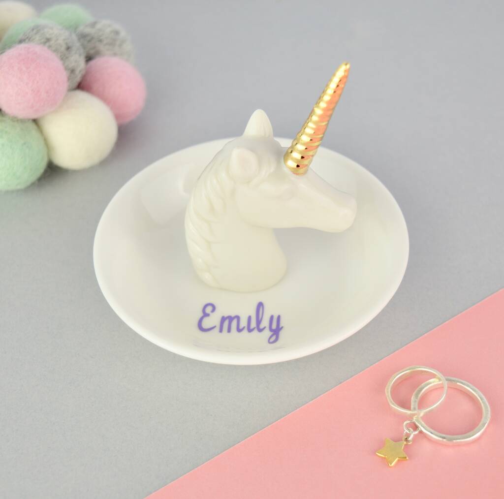 Personalised Unicorn Ring Stand And Dish, 1 of 4