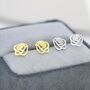 Cut Out Rose Flower Stud Earrings In Sterling Silver, thumbnail 2 of 12