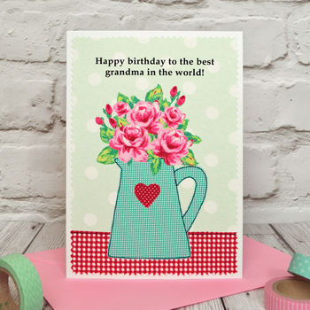 'Jug Of Roses' Personalised Birthday Card, 2 of 5