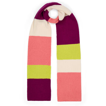 Ribbed Colour Block Wool And Cashmere Scarf Purple And Yellow Men, 2 of 2