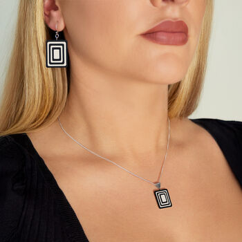 Matching Earrings And Necklace Stripey Rectangle Set, 2 of 12