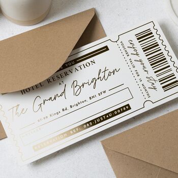 Personalised Hotel Reservation Gift Voucher Gold Foil, 5 of 9