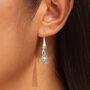 Hammered Sterling Silver Opal Bar Drop Earrings: October Birthstone – 9mm, thumbnail 2 of 4