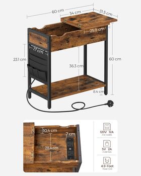 Slim Side Table With Charging Station Usb Ports, 12 of 12