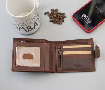 Personalised Mens Tan And Brown Leather Wallet Rfid, 5 of 11