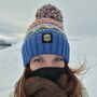 Ocean Fairisle Knit Reflective Superbobble Hat, thumbnail 3 of 4