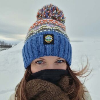 Ocean Fairisle Knit Reflective Superbobble Hat, 3 of 4