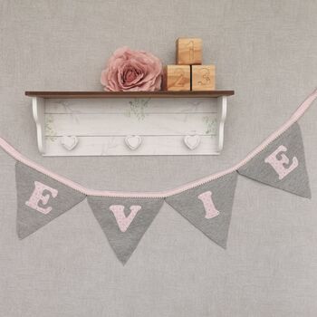 Bunting Personalised Luxury Grey And Pink New Baby Girl, 11 of 11