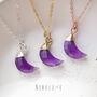 Amethyst February Birthstone Crystal Moon Necklace, thumbnail 5 of 12