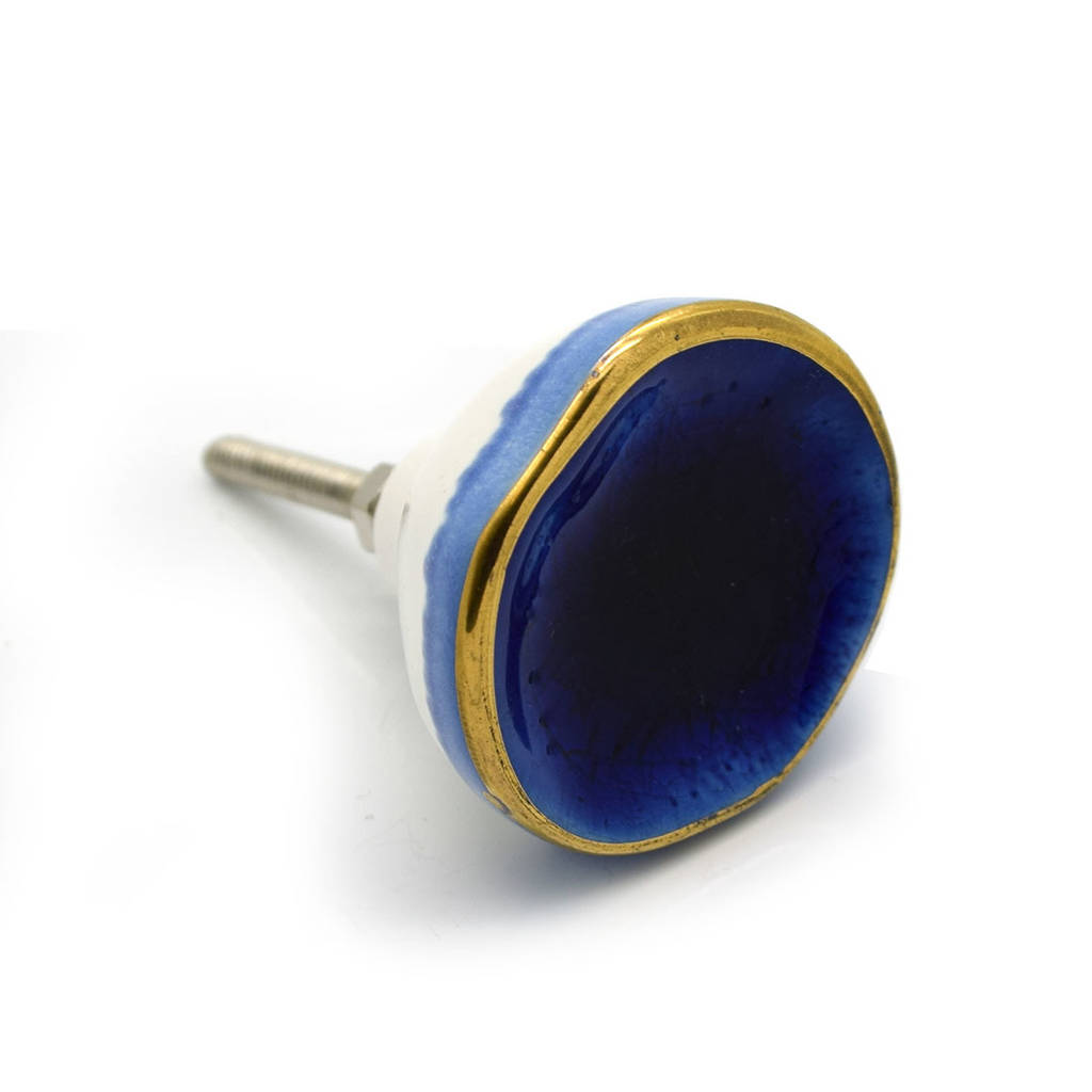 ceramic crackled concave gold cupboard door knobs by pushka home