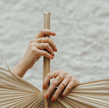 Engraved Palm Band Ring In 14k Gold Vermeil Plated, 6 of 9