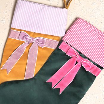 Two Tone Velvet Bow Stocking, 3 of 7