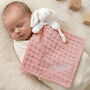 Personalised Dusty Pink Bobble Bunny Baby Comforter, thumbnail 2 of 6