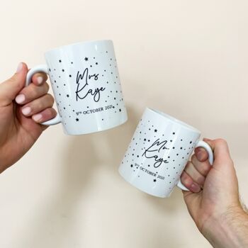 Personalised 'Mr & Mrs' Couple Wedding Mugs Set, 2 of 3