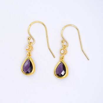 Amethyst Purple Long Teardrop Hook Earrings, 4 of 6