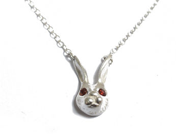 Red Eyed Bunny Rabbit Head Necklace, 2 of 6