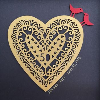50th Anniversary Heart Framed Papercut, 4 of 8
