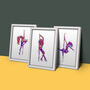 Set Of Three Pole Dancer Sketch New Style, thumbnail 1 of 5