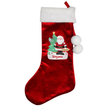 Personalised Santa Luxury Red Stocking, 2 of 2
