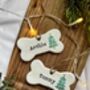 Personalised Clay Dog Christmas Decoration With Christmas Tree, thumbnail 2 of 2