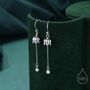 Sterling Silver Lily Of The Valley With Dangle Pearl Dangle Earrings, thumbnail 1 of 10